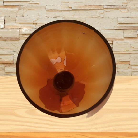 1960s Styled Long Stemmed Twisted Blown Amber Colored Glass Candle Holder 12 Tal - Picture 6 of 7